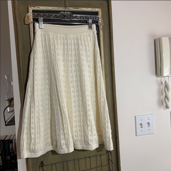 Anthropologie Meadow Rue Cadenza Pointelle Knit Skirt Cream Ivory Size 8 - Picture 7 of 8